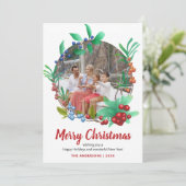 ウィンターレッドベリーリースフォトクリスマス シーズンカード (スタンド正面)