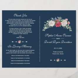 ウィンターレッドホワイトフラワーズベリー結婚式 プログラム チラシ