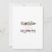 ウィンターレッドホワイトフラワーズ金ゴールドガール《キリスト教》洗礼式や命名式 招待状 (裏面)