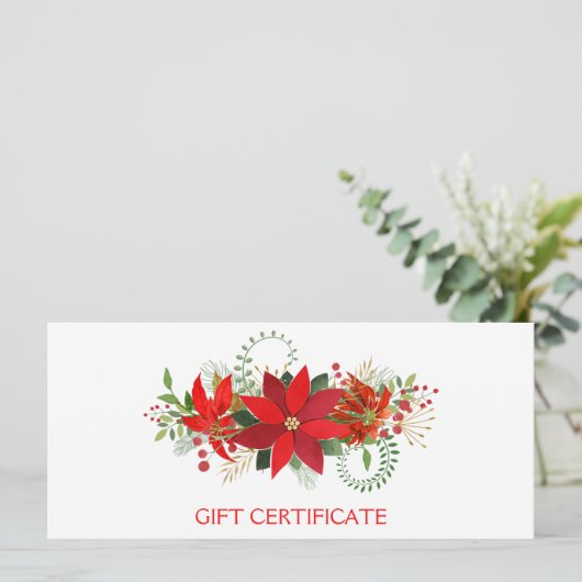 ウィンターレッドポインセチア休日のギフト証明書 (スタンド正面)