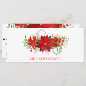 ウィンターレッドポインセチア休日のギフト証明書 (正面/裏面)