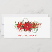 ウィンターレッドポインセチア休日のギフト証明書 (正面)