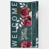 ウィンターレッドローズクリスマス企業のパーティーへようこそ 横断幕 (縦)