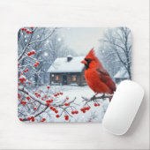 ウィンターレッド（鳥）ショウジョウコウカンチョウオンベリーブランチ マウスパッド (マウス)