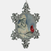 ウィンターレッド（鳥）ショウジョウコウカンチョウバードセントフランシスウォーターカラーアート スノーフレークピューターオーナメント (左)