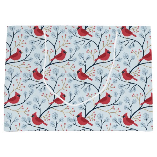 ウィンターレッド（鳥）ショウジョウコウカンチョウバード ラージペーパーバッグ (正面)