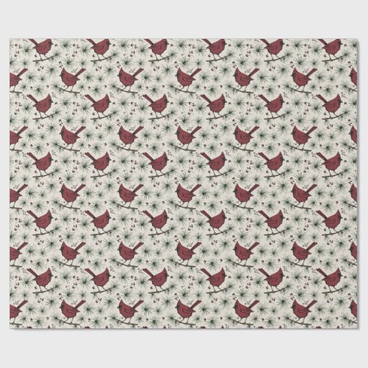 ウィンターレッド(鳥)ショウジョウコウカンチョウパターン ラッピングペーパー (フラット)