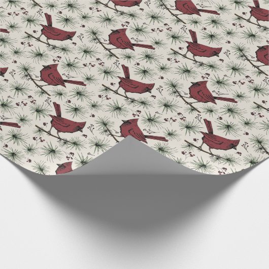 ウィンターレッド(鳥)ショウジョウコウカンチョウパターン ラッピングペーパー (角)