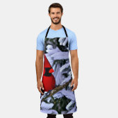 ウィンターレッド(鳥)ショウジョウコウカンチョウ エプロン (着用した状態)