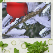 ウィンターレッド（鳥）ショウジョウコウカンチョウ キッチンタオル (折り畳み)