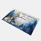 ウィンターレディ格言ブルーフォレストメリークリスマス ドアマット (アングル)