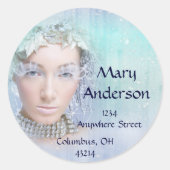 ウィンターレディ(ダイヤモンド付き)差出人住所ラベル ラウンドシール (正面)