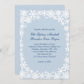 ウィンターレースオンアイスブルー結婚式招待状 招待状 (正面/裏面)