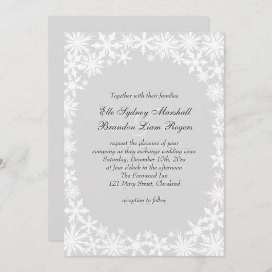 ウィンターレースオングレー結婚式招待状 招待状 (正面/裏面)