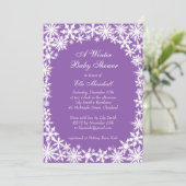 ウィンターレースオンパープルベビーシャワー招待状 招待状 (スタンド正面)