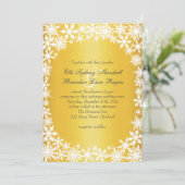 ウィンターレースオン金ゴールド結婚式招待状 招待状 (スタンド正面)