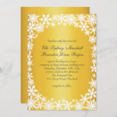 ウィンターレースオン金ゴールド結婚式招待状 招待状 (正面/裏面)