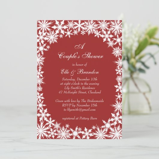 ウィンターレースカップルのシャワー招待状 招待状 (スタンド正面)