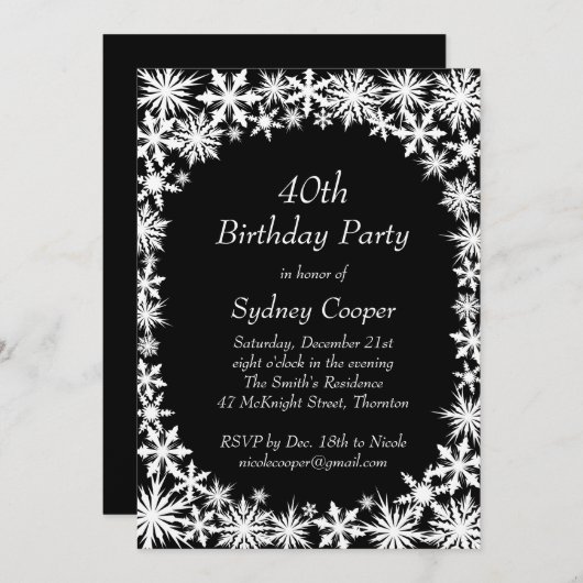 ウィンターレース40thバースデーパーティの招待状 招待状 (正面/裏面)