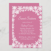 ウィンターレースSweet sixteen招待状 – ピンク 招待状 (正面/裏面)