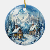 ウィンターログキャビン山ピネツリー セラミックオーナメント (正面)