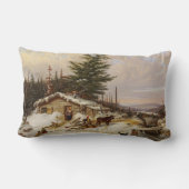 ウィンターログハウスアート装飾用クッション ランバークッション (裏面)