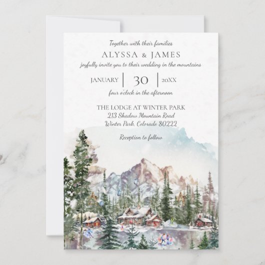 ウィンターロッジインザマウンテンズ結婚式招待状 招待状 (正面)