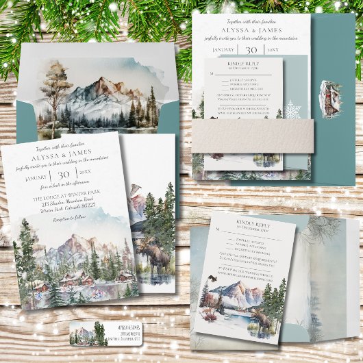 ウィンターロッジインザマウンテンズ結婚式招待状 招待状