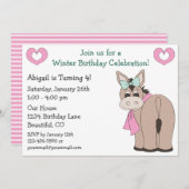 ウィンターロバ誕生日招待状for Girls 招待状 (正面/裏面)