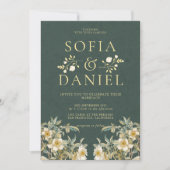 ウィンターロマンチック花模様結婚ズ 招待状 (正面)