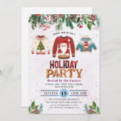 ウィンターローレル | ホリデーカクテルパーティの招待状 招待状 (正面/裏面)