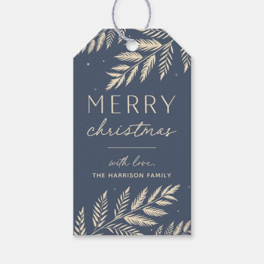ウィンターローレル |メリーパーソナライズされたクリスマス ギフトタグ (正面)