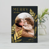ウィンターローレル | Merry Christmas Photo 箔シーズンカード (立ち正面)