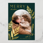 ウィンターローレル | Merry Christmas Photo 箔シーズンカード (正面)