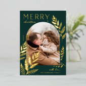 ウィンターローレル | Merry Christmas Photo 箔シーズンカード (立ち正面)