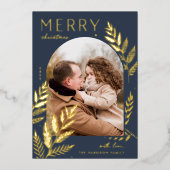 ウィンターローレル | Merry Christmas Photo 箔シーズンカード (正面)