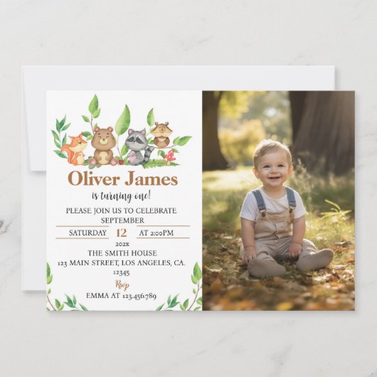 ウィンターワイルドワンファースト誕生日フォト招待状 招待状 (正面)