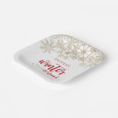 ウィンターワンダーナルドレッドと金ゴールドスノーフレーク誕生日 ペーパープレート (傾斜あり)