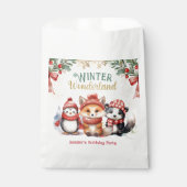 ウィンターワンダーランドかわいい雪動物誕生日 フェイバーバッグ (正面)