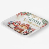 ウィンターワンダーランドかわいい雪動物誕生日 ペーパープレート (傾斜あり)