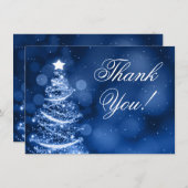 ウィンターワンダーランドのクリスマスウェディング感謝カード サンキューカード (正面/裏面)