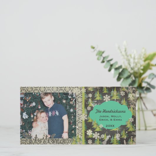 ウィンターワンダーランドのクリスマスホリデーフォトカード シーズンカード (スタンド正面)