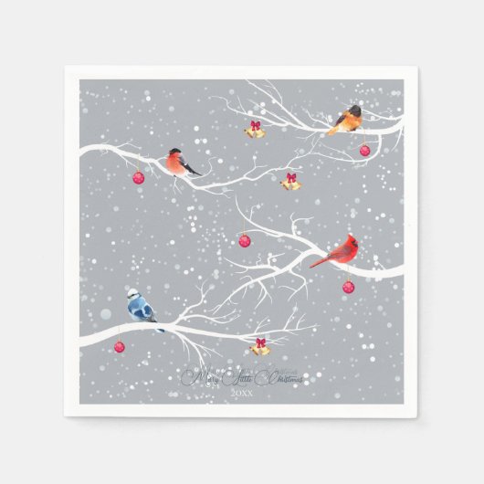 ウィンターワンダーランドのクリスマスホリデー スタンダードカクテルナプキン (正面)