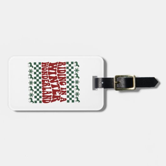 ウィンターワンダーランドの乗馬 クリスマスセーター ラゲッジタグ (正面横)