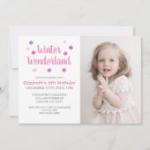 ウィンターワンダーランドの女の子の誕生日 招待状 (正面)