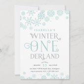 ウィンターワンダーランドの最初の誕生日パーティーの招待状 招待状 (正面)