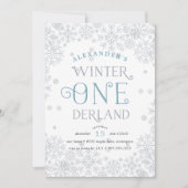 ウィンターワンダーランドの最初の誕生日パーティーの招待状 招待状 (正面)