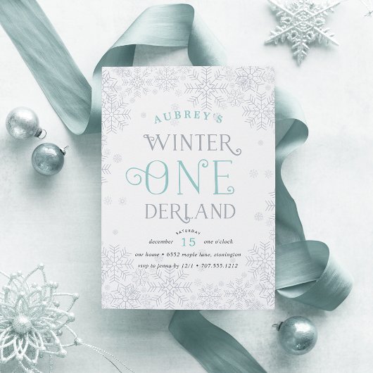 ウィンターワンダーランドの最初の誕生日パーティーの招待状 招待状