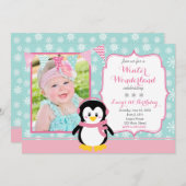 ウィンターワンダーランドの誕生日招待状 招待状 (正面/裏面)