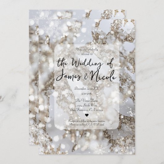 ウィンターワンダーランドアイシクルグリッツ結婚ズ 招待状 (正面/裏面)